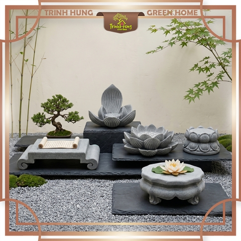 Tượng đế ngồi, đài sen đá sa thạch