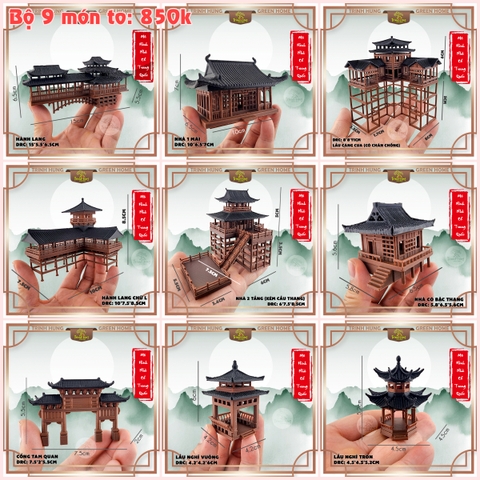 Bộ nhà cổ Trung Quốc to full 9 món
