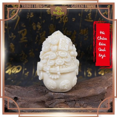 Tượng hũ châu báu chiêu lộc chất liệu quả ngà QNV2058