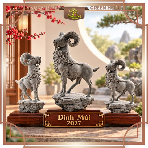 Tượng Dê tài lộc đá sa thạch