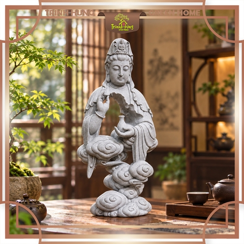Tượng Quan âm đằng vân đá sa thạch