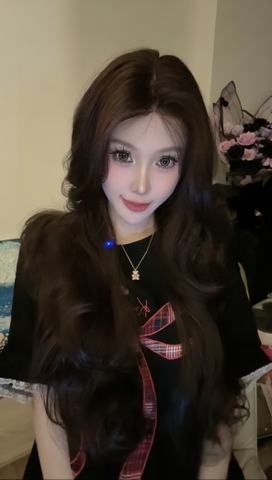 Tóc giả nguyên đầu - Bộ sóng layer dài nâu đỏ