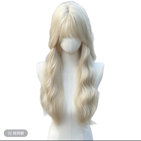 Tóc giả nguyên đầu - Bộ sóng xù bạch kim elsa