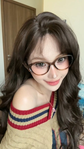 Tóc giả nguyên đầu - Bộ xoăn sóng layer da đầu mảng to