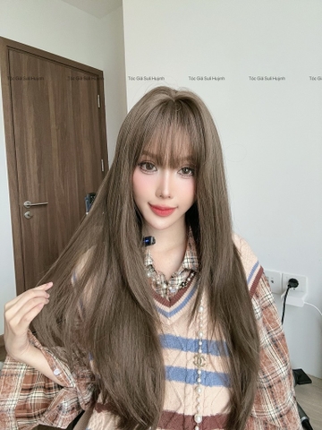 Tóc giả nguyên đầu nữ - Bộ cúp lở layer nâu lạnh