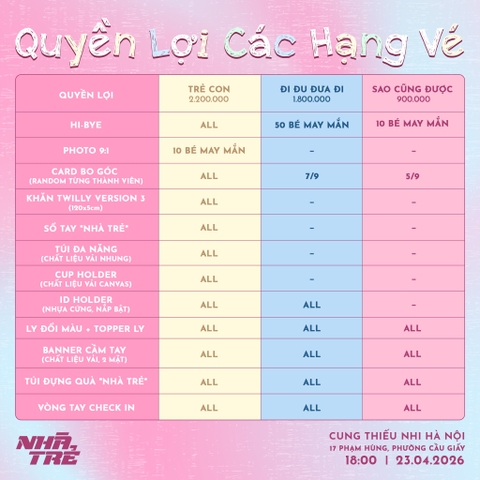 HẠNG VÉ "TRẺ CON"