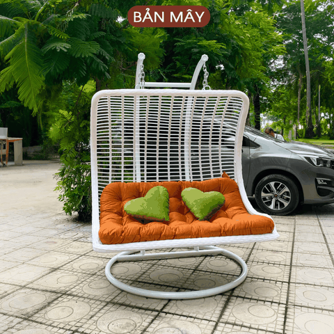 Xích đu sóng trắng đệm cam
