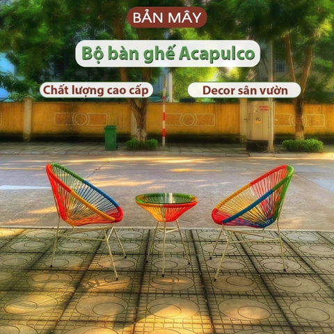 Bộ bàn ghế Acapulco ngũ sắc 2 ghế 1 bàn