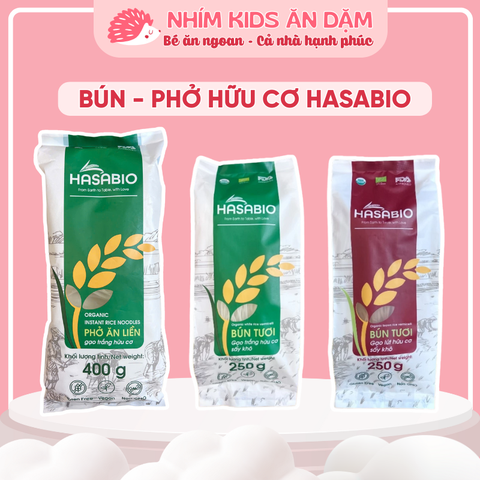 Bún Tươi Sấy Khô - Phở Ăn Liền Hữu Cơ HASABIO FOODS - Chuẩn Organic - Sợi Mềm, Dành Cho Bé Từ 6 Tháng Và Cả Gia Đình