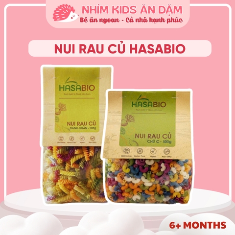 Nui Rau Củ HASABIO FOODS Cho Bé Từ 6 Tháng – Chữ C & Hình Xoắn – Từ Gạo + Rau Củ Tự Nhiên – An Toàn Ăn Dặm