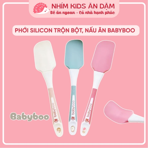 Phới Dẹt Silicon BABYBOO Quấy Bột, Quấy Cháo, Nấu Ăn, Ban Dày, Cầm Chắc Tay, Chịu Nhiệt Tốt