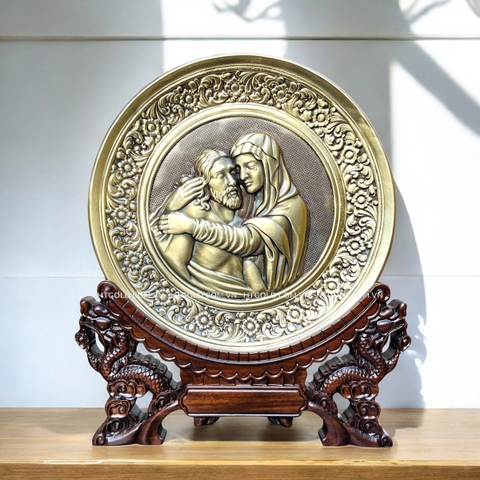 TRANH ĐỒNG CÔNG GIÁO - ĐỨC MẸ SẦU BI (Đk 19cm; Cao 25cm)