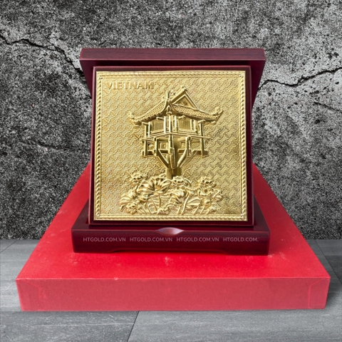 QUÀ TẶNG TRANH ĐỒNG CHÙA MỘT CỘT (16cm * 16cm)