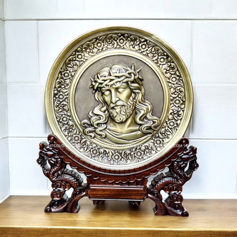 TRANH ĐỒNG CÔNG GIÁO - CHÚA GIÊSU ĐỘI MÃO GAI (ĐK 19cm; Cao 25cm)