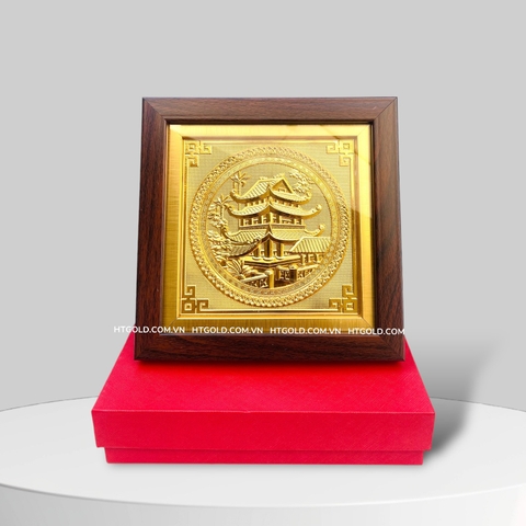 TRANH ĐỒNG CHÙA KEO, DÁT VÀNG (20cm x 20cm)