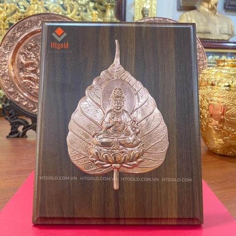 TRANH LÁ BỒ ĐỀ BẰNG ĐỒNG ĐỎ (Kích thước 20cm x 25cm)..