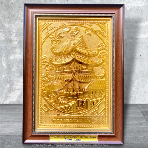 TRANH ĐỒNG CHÙA KEO THÁI BÌNH, DÁT VÀNG (54cm*38cm)