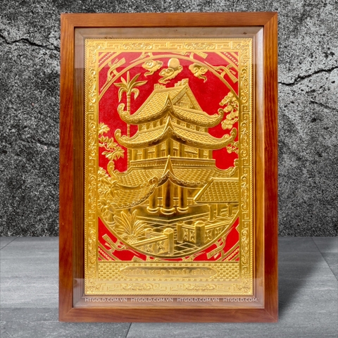 TRANH ĐỒNG CHÙA KEO THÁI BÌNH, DÁT VÀNG (54cm*38cm)