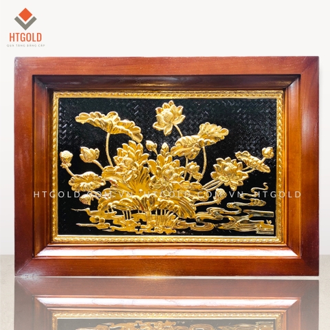 TRANH HOA SEN - MẠ VÀNG 24K (Kích thước 38cm x 54cm)