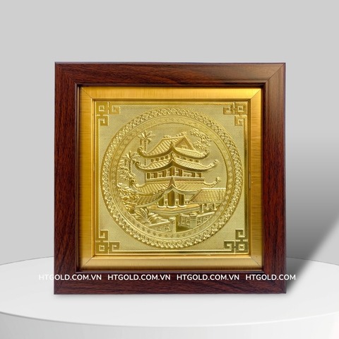 TRANH CHÙA KEO BẰNG ĐỒNG VÀNG (20cm x 20cm)