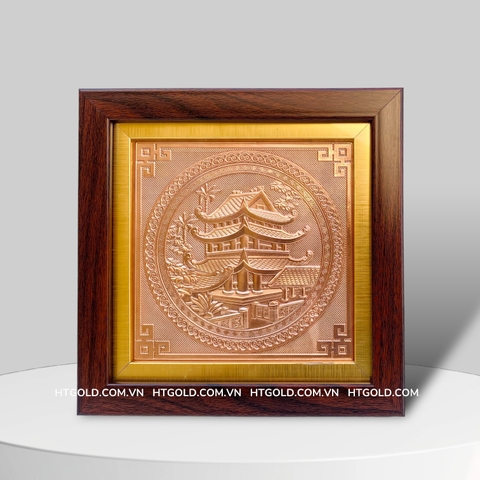 TRANH CHÙA KEO BẰNG ĐỒNG ĐỎ (20cm x 20cm)