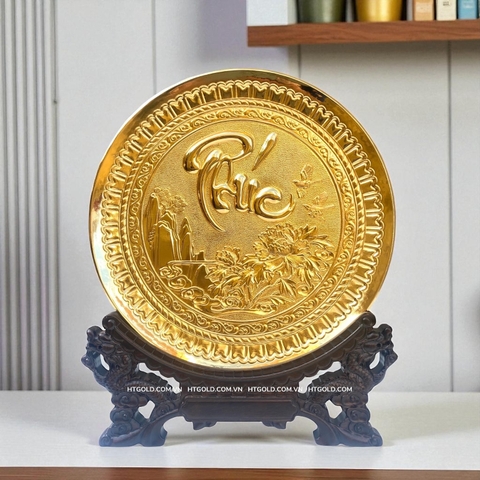 TRANH ĐĨA CHỮ PHÚC BẰNG ĐỒNG, MẠ VÀNG 24K (Đk 25cm/ Cao 30cm)