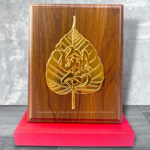 TRANH LÁ BỒ ĐỀ BÌNH AN, DÁT VÀNG (Kích thước 24 x 32cm)..