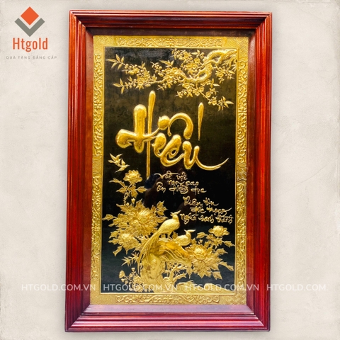 TRANH ĐỒNG CHỮ HIẾU, MẠ VÀNG 24K (Kích thước 68cm - 107cm) - QUÀ TẶNG CAO CẤP