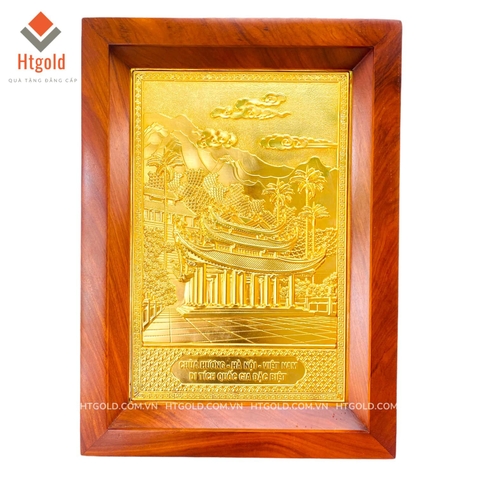 TRANH ĐỒNG CHÙA HƯƠNG, MẠ VÀNG 24K - QUÀ TẶNG CAO CẤP.