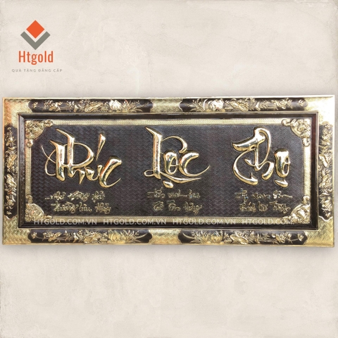 TRANH ĐỒNG CHỮ PHÚC LỘC THỌ - ĐỒNG VÀNG GIẢ CỔ (Kích thước 65cm - 138cm)