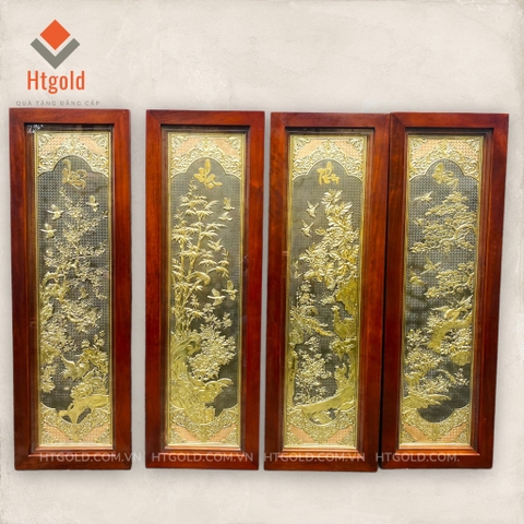 BỘ TRANH ĐỒNG TỨ QUÝ, ĐỒNG VÀNG (Kích thước 41 - 127cm)