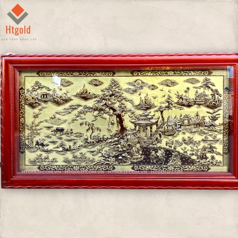 TRANH ĐỒNG QUÊ BẰNG ĐỒNG NỀN XƯỚC GIẢ CỔ (Kích thước 1m27 - 2m31)