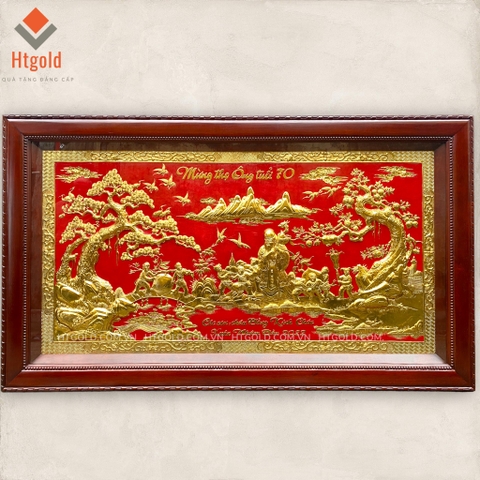 TRANH MỪNG THỌ BẰNG ĐỒNG, MẠ VÀNG 24K, Kích thước 1m07 - 1m97