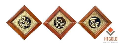 BỘ TRANH CHỮ PHÚC LỘC THỌ BẰNG ĐỒNG, MẠ VÀNG 24K (Kích thước 38cm x 38cm/1 chữ)