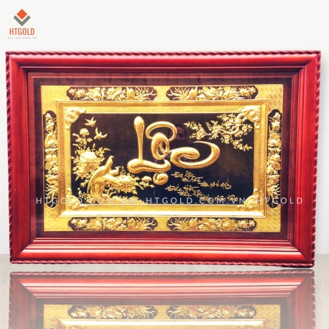 TRANH ĐỒNG CHỮ LỘC THƯ PHÁP, MẠ VÀNG 24K (Kích thước 88cm x 128cm)
