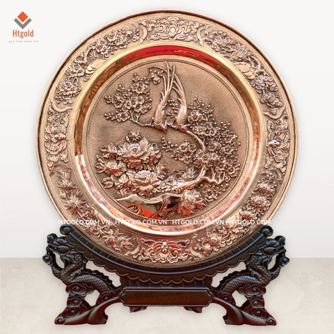 QUÀ TẶNG TRANH ĐĨA ĐỒNG - MAI ĐIỂU (Đường kính 35cm; Tổng chiều cao 41cm)