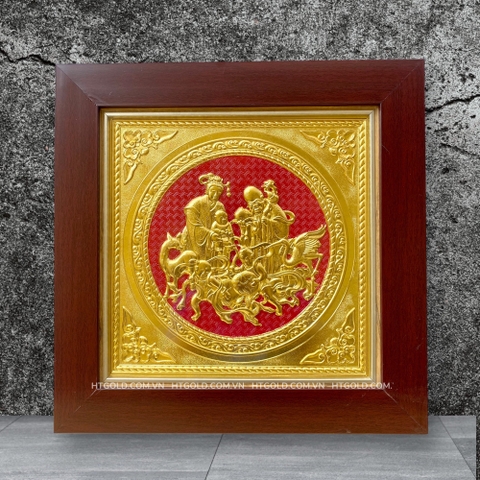 TRANH ĐỒNG MỪNG THỌ ÔNG BÀ, DÁT VÀNG <br> (Kích thước 42cm x 42cm)
