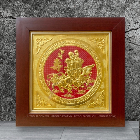 TRANH ĐỒNG MỪNG THỌ CỤ ÔNG, DÁT VÀNG <br> (Kích thước 42cm x 42cm)