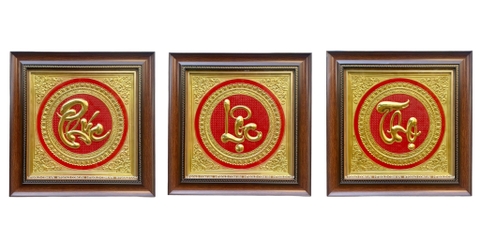 BỘ TRANH CHỮ PHÚC LỘC THỌ BẰNG ĐỒNG (40cm x 40cm)