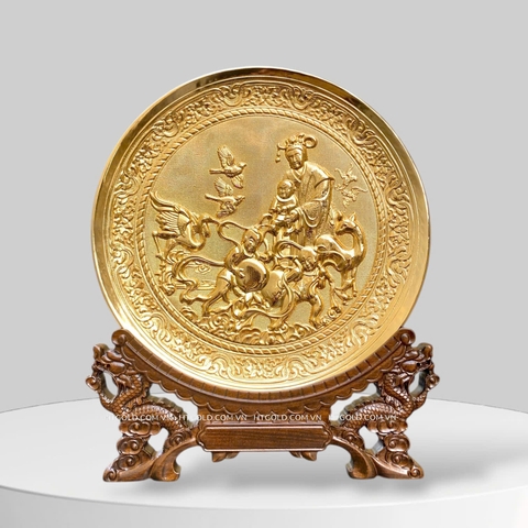 QUÀ TẶNG TRANH ĐĨA MỪNG THỌ CỤ BÀ, MẠ VÀNG 24K (Đk 25cm)