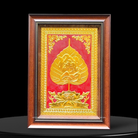 TRANH LÁ BỒ ĐỀ BÌNH AN, DÁT VÀNG (40cm x 55cm)