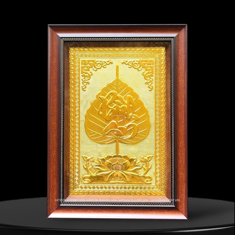 TRANH LÁ BỒ ĐỀ BÌNH AN, DÁT VÀNG (40cm x 55cm)