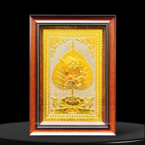 TRANH LÁ BỒ ĐỀ BÌNH AN, DÁT VÀNG (40cm x 55cm)
