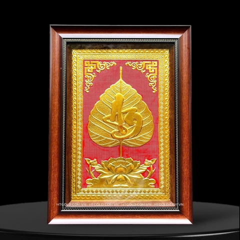 TRANH LÁ BỒ ĐỀ CHỮ AN, DÁT VÀNG (40cm x 55cm)