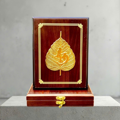 LÁ BỒ ĐỀ CHỮ AN, DÁT VÀNG (17cm x 22cm)