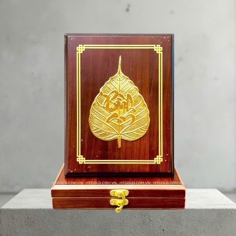 LÁ BỒ ĐỀ BÌNH AN, DÁT VÀNG (17cm x 22cm)