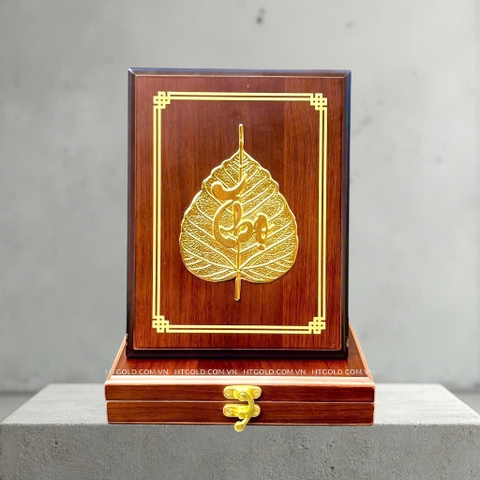 LÁ BỒ ĐỀ CHỮ THỌ, DÁT VÀNG (17cm x 22cm)