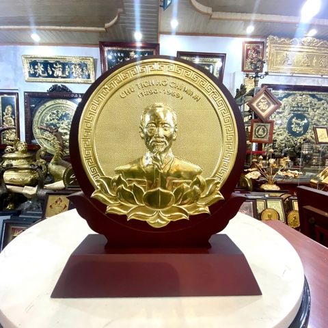 TRANH CHÂN DUNG BÁC HỒ BẰNG ĐỒNG VÀNG (15cm * 19cm)