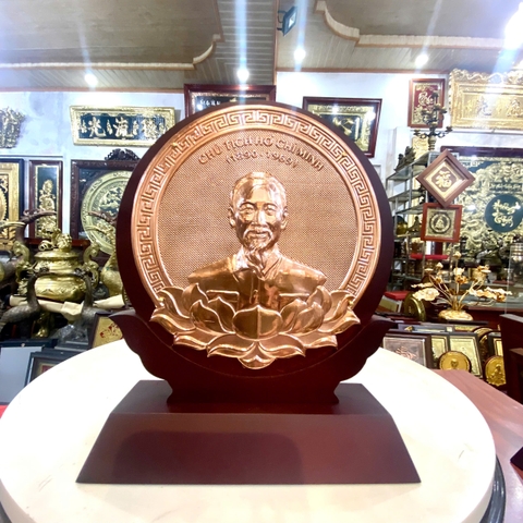 TRANH CHÂN DUNG BÁC HỒ BẰNG ĐỒNG ĐỎ (15cm * 19cm)