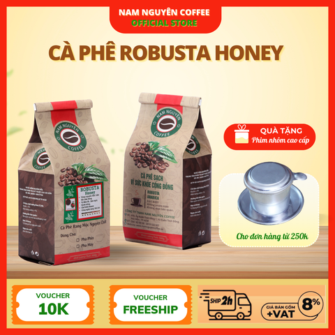 Cà phê Robusta honey rang mộc nguyên chất vị đắng đầm, hậu ngọt, thơm nồng , dùng cho pha phin , pha máy từ Nam Nguyên